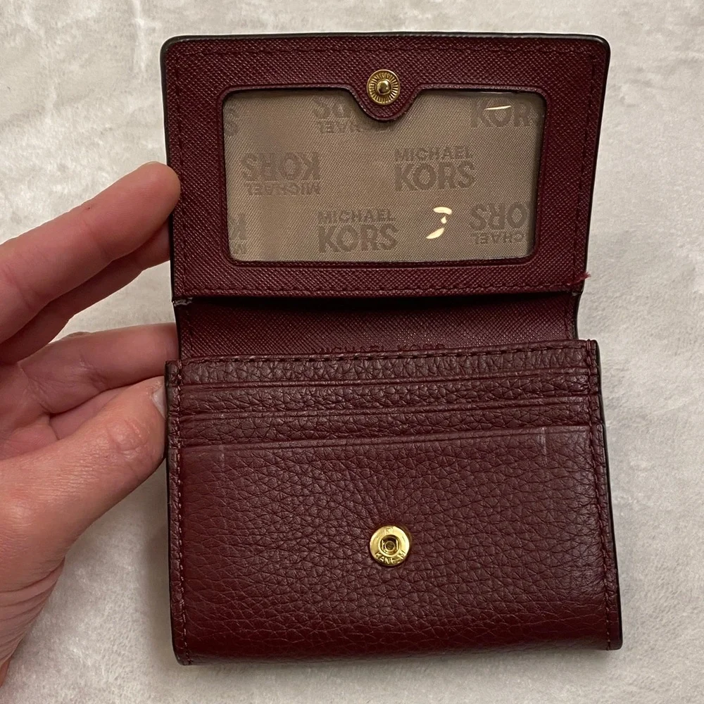 Michael Kors Dark Red Leather Wallet with Gold Logo - Picture 4 of 5